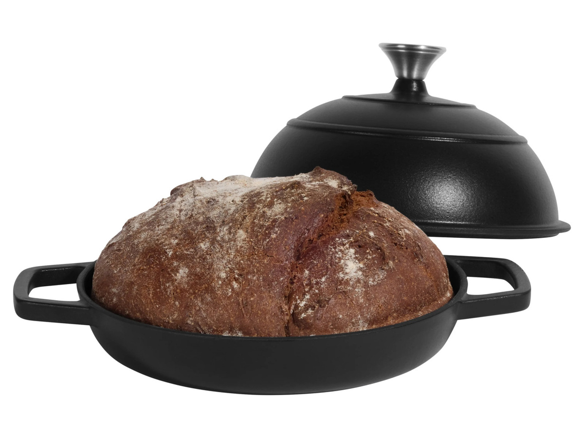 SILVERCREST Premium-Gusseisenbrottopf, runde Brotbackform aus emailliertem Gusseisen, Schwarz, Durchmesser: 25 cm - Bild 3