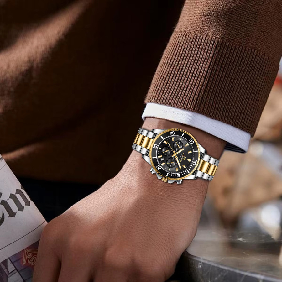 VA VA VOOM Armbanduhr Edelstahl, Quarz, Grün, Gold, Herren - Bild 3