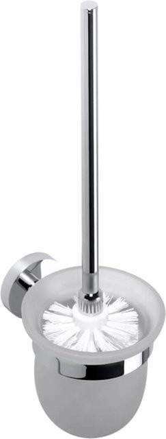 Brillantbad BOMEGA WC-Bürstengarnitur mit Glasbehälter in Weiß und Chrom poliert, B/T/H: 9,5 x 36,0 x 14,0 cm - Bild 1