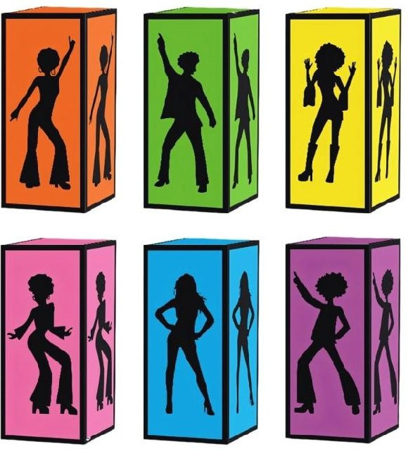 6er Set Dekorative Disco-Box Papierlaternen in Gelb als Retro Tischdekoration für Partys - Bild 1