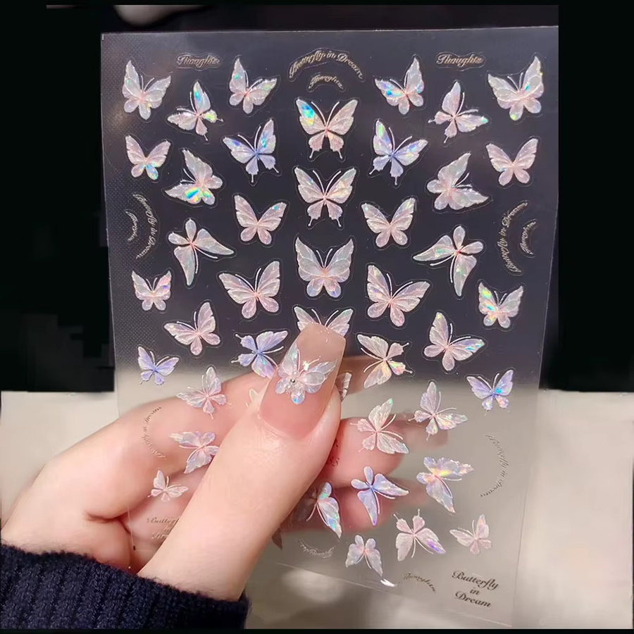 MingLee Nagelaufkleber Schmetterling, Glänzend, Rosa Lila - Bild 2