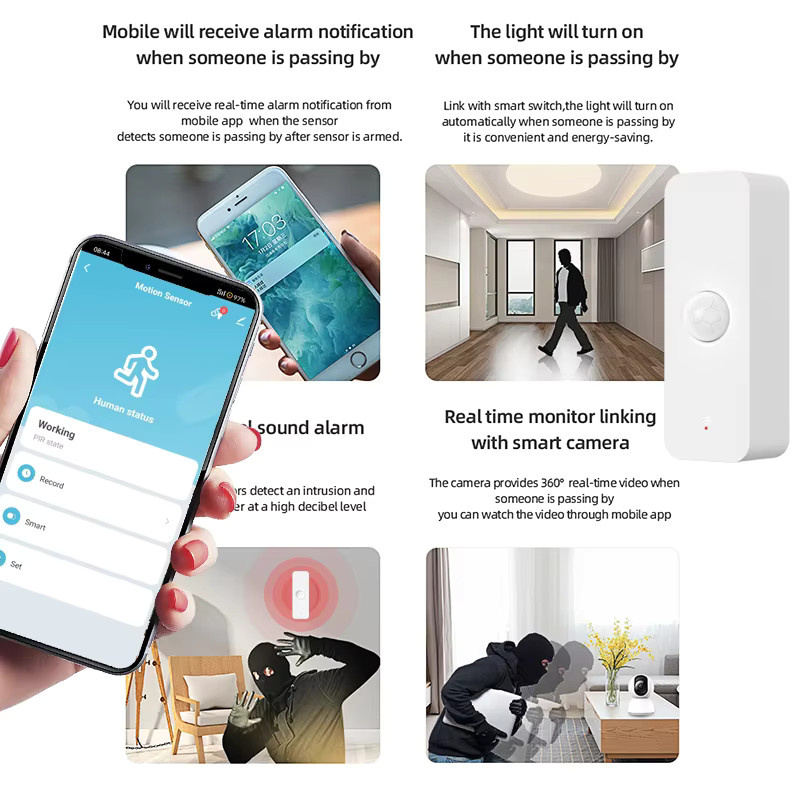 Tuya Smart Home WiFi Zigbee 3.0 PIR-Bewegungssensor Infrarot-Detektor in Weiß für Alexa und Google Home - Bild 3
