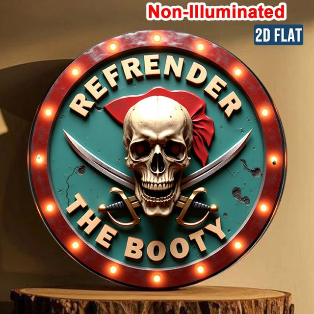 Rembender 2D-Wandkunst aus Metall Piratenschädel rundes Aluminiumschild Vintage-Dekor Multicolor Durchmesser: 19,81 cm - Bild 1