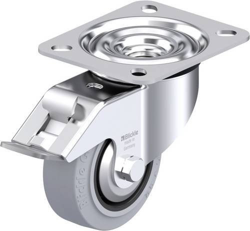 Blickle Stahlblech-Lenkrolle LE-POEV 80XR-FI-SG-FA in Silber, Rad-Durchmesser: 80 mm, Tragfähigkeit: 140 kg - Bild 1
