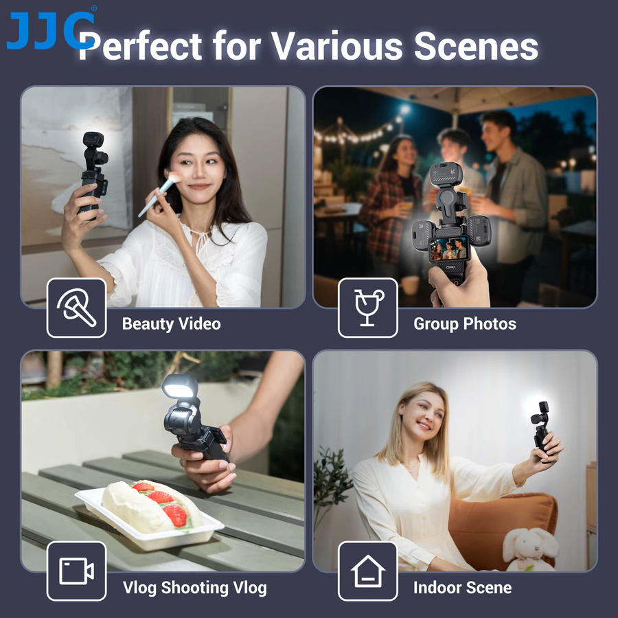 JJC Magnetisches Mini-LED-Hilfslicht für DJI Osmo Pocket 3, Wiederaufladbares Selfie-Fülllicht in Schwarz - Bild 2