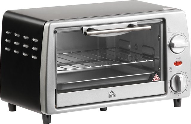 HOMCOM Elektrobackofen 10L mit Grillfunktion und Timer, 750W, Silber Schwarz, B/T/H: 36,5 x 26 x 22 cm - Bild 1