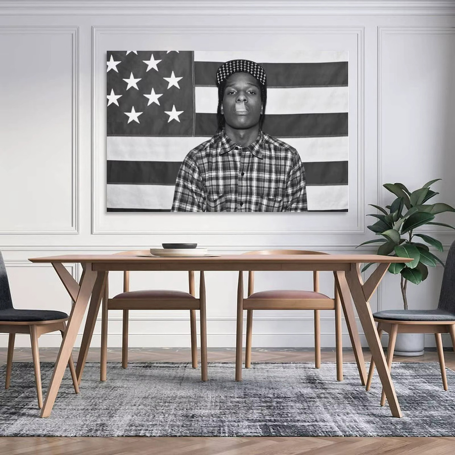 RONNINGSTAR A$AP Rocky Flagge mit amerikanischem Motiv für Büro und Fitnessstudio, Mehrfarbig, B x H: 91,44 x 152,4 cm - Bild 2