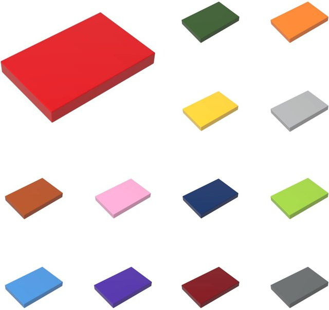 Alibricks 50er Set 2x3 Reifen Platte Licht Panel für Gebäude Blöcke in Braun und Bunt / Mehrfarbig - Bild 1