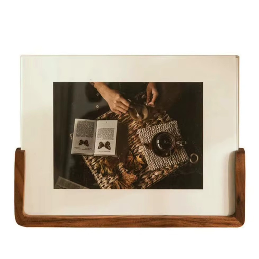 Holz Bilderrahmen VCC aus Walnuss und Buche in Braun für die Tischdekoration, Rechteckig und Minimalistisch, B/H: 10 x 15 cm - Bild 5