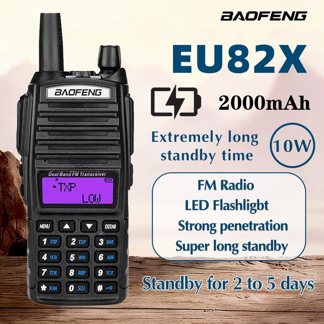 Baofeng EU82X Walkie-Talkie in Schwarz mit 10W Leistung und Dual-Band VHF/UHF für Ultra-Langstrecken-Kommunikation - Bild 1