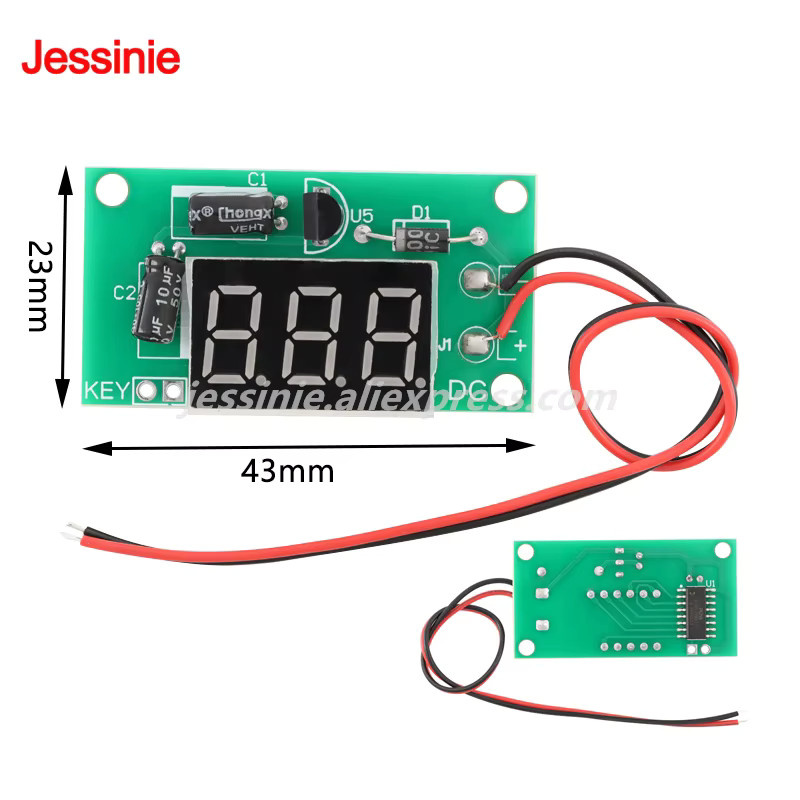 Jessinie Digitales Zählermodul 3- bis 4-stellig, DC 4-25V, 0,36 Zoll, Grün - Bild 1