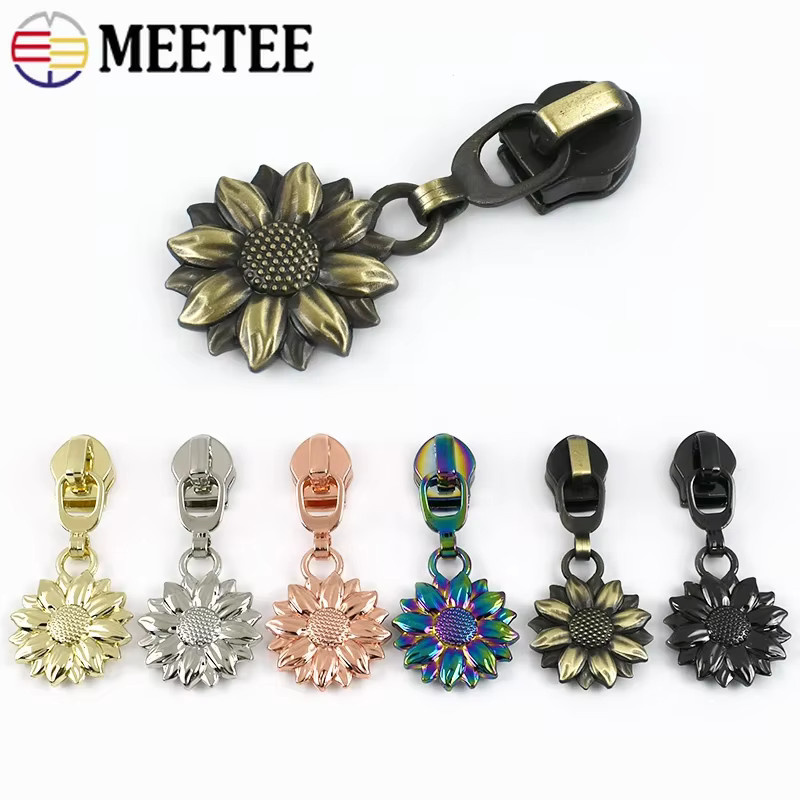 Meetee Reißverschlussschieber aus Metall für Nylon-Reißverschlüsse, 5er-Set, Gold und Multicolour, DIY-Nähzubehör für Taschen und Kleidung - Bild 2