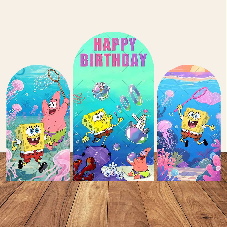 Potdemiel SpongeBob Schwammkopf Party-Dekorationsset mit bogenförmigem Gummiband in Mehrfarbig für Kindergeburtstage und Ananas-Haus Themenpartys - Bild 1