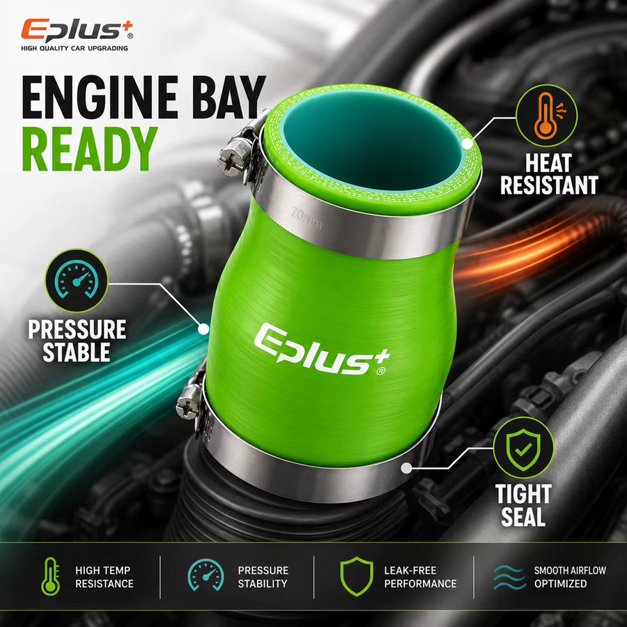 Eplus Green 4-lagiger verstärkter Silikon-Reduzierschlauchadapter in Grün, hochtemperaturbeständig und flammhemmend für Auto-Turbo-Ladeluftkühler-Ansaugrohre - Bild 3