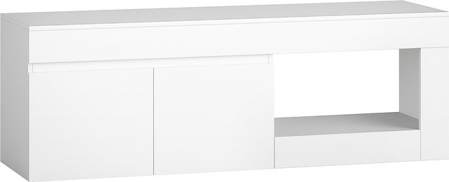 HOMCOM TV Lowboard in Weiß mit 2 Türen und offenen Fächern, moderner Fernsehtisch für Fernseher bis 60 Zoll mit Soft-Close-Funktion, B/T/H: 140 x 40 x 48 cm - Bild 1
