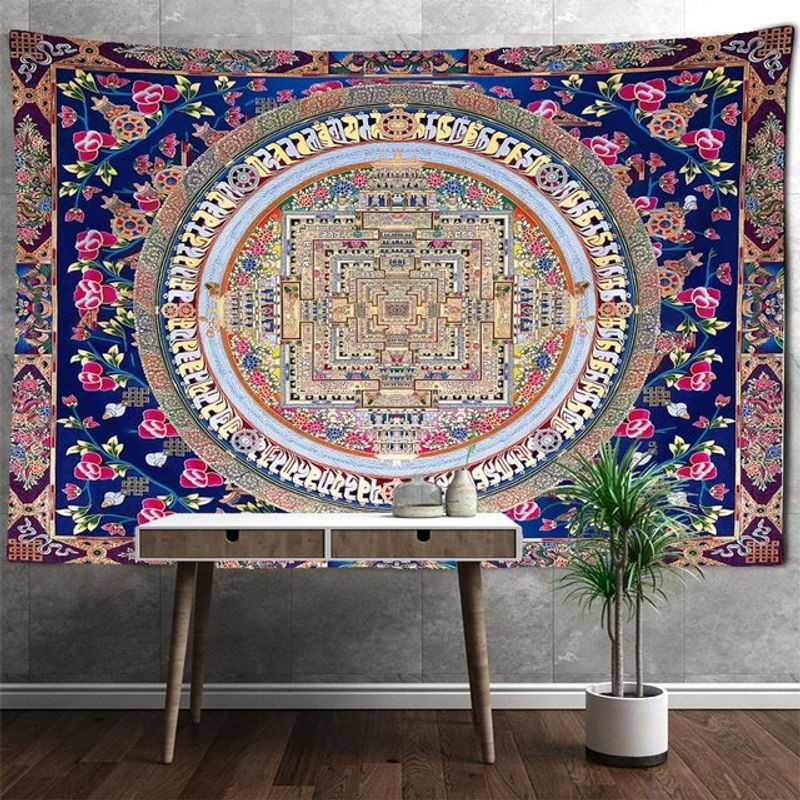 Super Six Mandala Wandteppich Boho Design mit psychedelischem Engel, mehrfarbig, B/H: 95 x 70 cm - Bild 1
