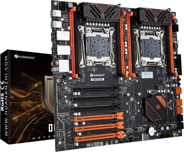 HUANANZHI X99 F8D PLUS Motherboard für Intel Dual-CPU E5 V3 V4 LGA 2011-3, DDR4 RECC und NVME/M.2, Schwarz - Bild 1