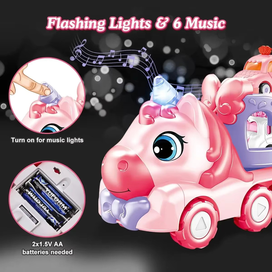 DOLLRI STARRI Einhorn-Träger-LKW-Autospielzeug, mit Musik und Licht, 5-in-1 Set - Bild 3