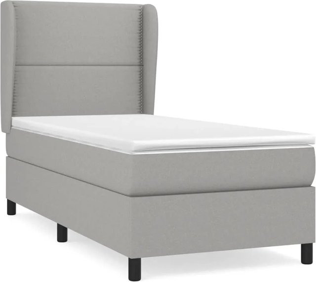 vidaXL Boxspringbett Hybrid mit Matratze aus Taschenfederkern, Hellgrau, B/T/H: 100 x 200 x 118 cm - Bild 1