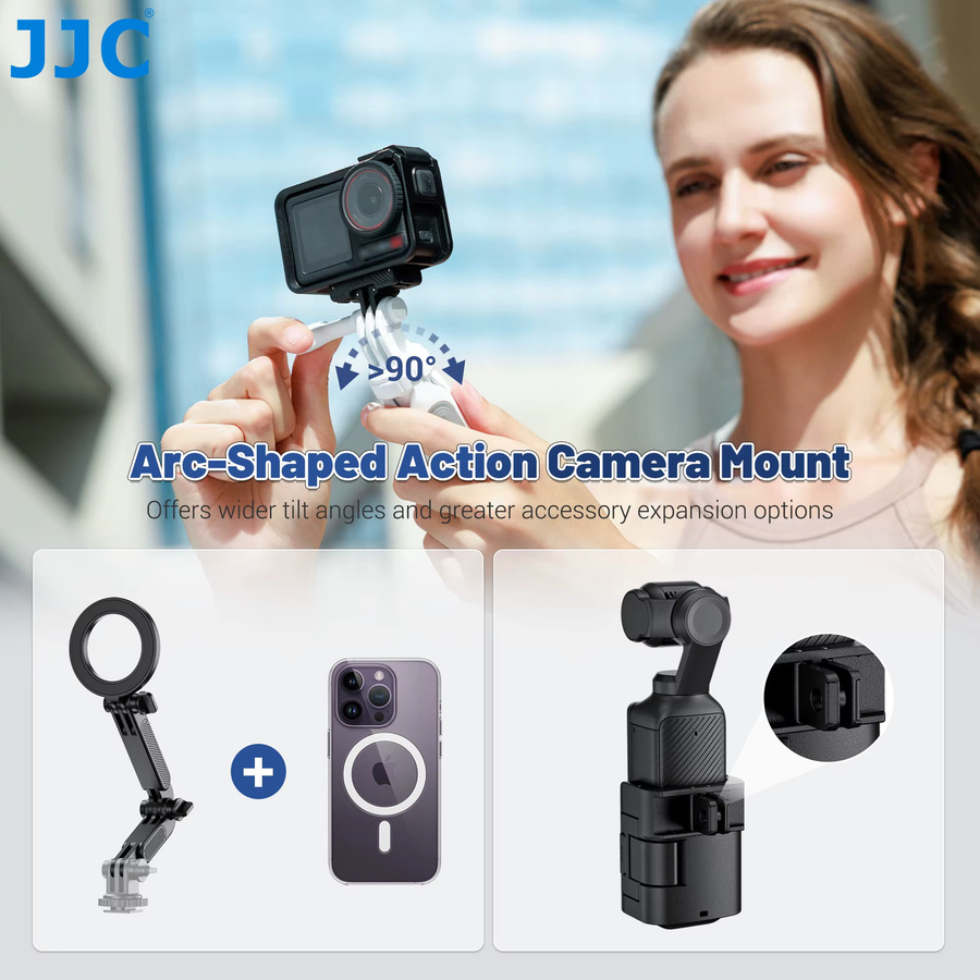 JC Mini Selfie-Stick Stativ für DJI Osmo Pocket 3, Action 5 Pro, GoPro Hero 13 12 11 10 9 und Insta 360 X4 X5 in Schwarz oder Weiß - Bild 4