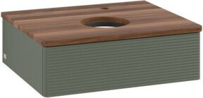 V&B Waschtischunterschrank Antao mit Frontstruktur und Beleuchtung in Grey Green Lacquered, B/T/H: 60 x 50 x 19 cm - Bild 1