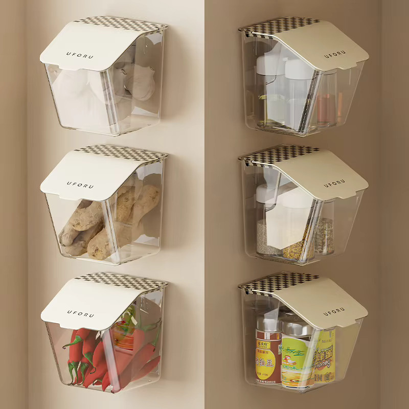 PGY Aufbewahrungsbox für Küche zur Wandmontage, staubdichte und feuchtigkeitsbeständige Lebensmittel-Aufbewahrung aus transparentem Kunststoff mit Snap-Lid-Deckel - Bild 2
