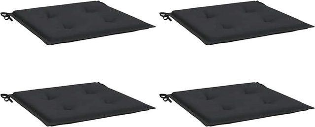 vidaXL Gartenstuhl-Kissen Set 4 Stück Schwarz aus wasserabweisendem Oxford-Gewebe B/B/H: 50 x 50 x 3 cm - Bild 1