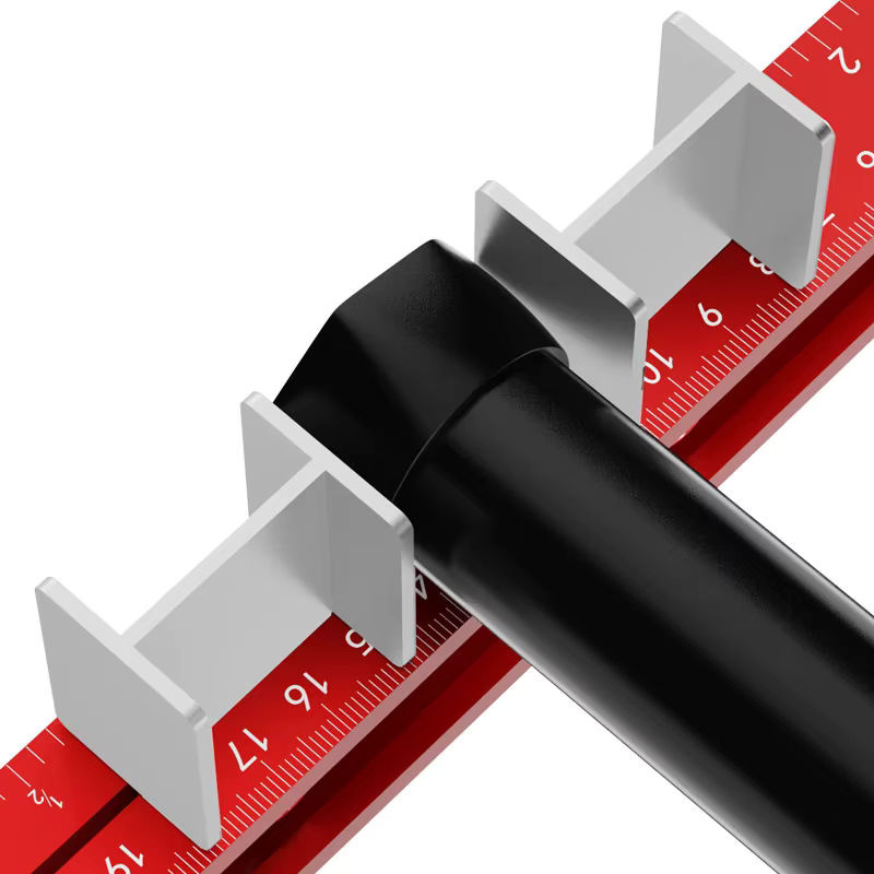 Stanzpositionierlineal aus Aluminiumlegierung in Rot für die Installation von Garderoben-Auslegern und Aufhängungsstangen zur Bohrortung - Bild 4