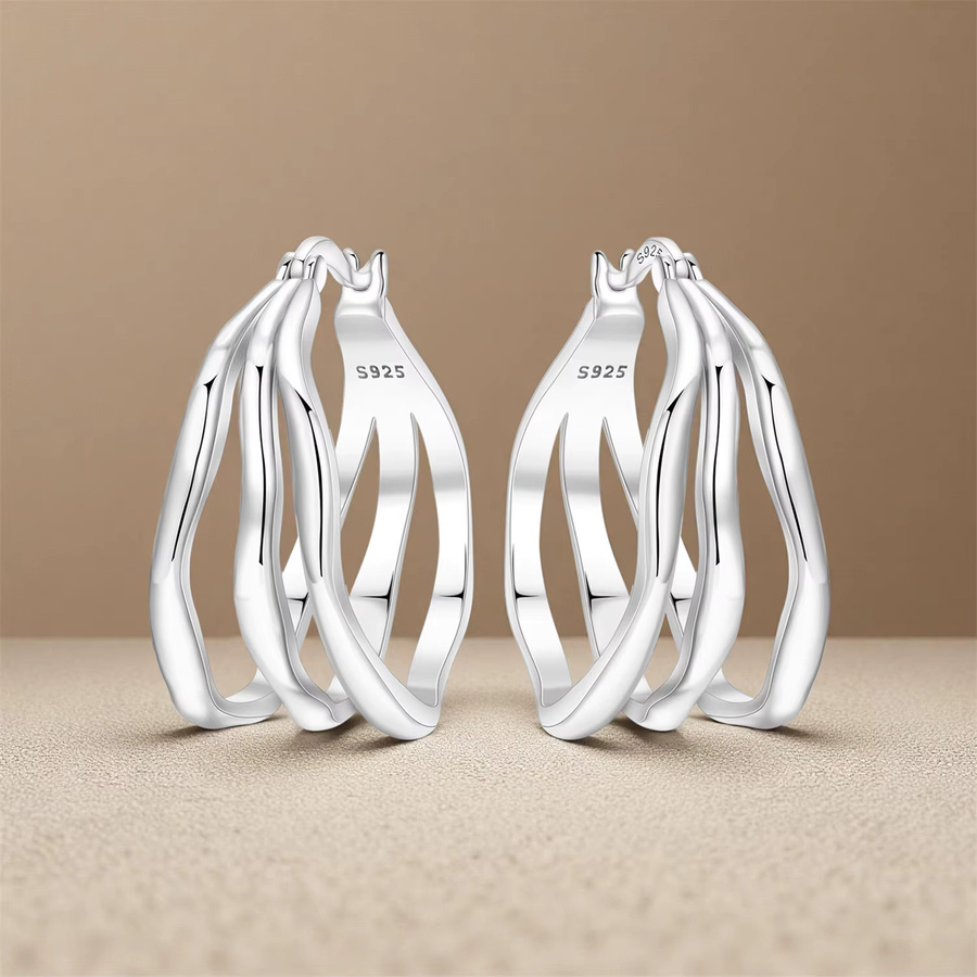 CYCUFF Creolen 925 Silber, drei Kreise, Damen - Bild 4