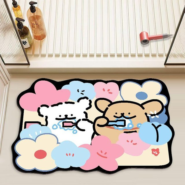 Rutschfeste Badezimmermatte aus Diatomeenerde mit Tiermotiv, schnelltrocknend und wasserabsorbierend, Multicolour, B/T: 60 x 40 cm - Bild 1