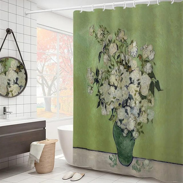 Baifenbai Home Furnishing Duschvorhang Sternennacht Ölgemälde Design in Blau und Weiß, B: 90 cm, H: 180 cm - Bild 1