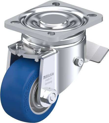Blickle Lenkrolle LH-ALBS 82K-ST mit Feststeller in Silber und Blau, Rad-Durchmesser: 80 mm, Tragfähigkeit: 230 kg - Bild 1