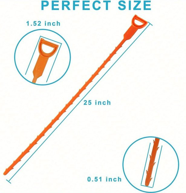 LCAuto parts Abflussspirale zur Haarreinigung 20 Zoll, Abflussverstopfungsentferner für Küche, Spüle und Badezimmer, Orange bunt - Bild 1