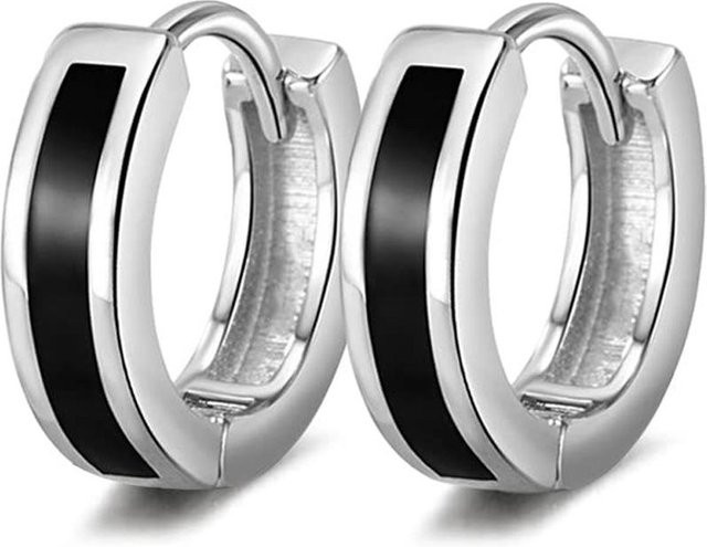 YULIN Creolen Set, Edelstahl, Schwarz & Silber, Unisex - Bild 1