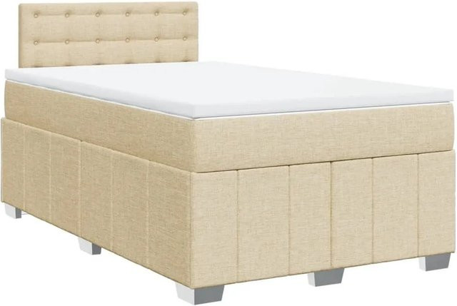 vidaXL Boxspringbett mit Matratze in Creme, Hybridbett mit Taschenfederkern und USB-Ladeport, B/T: 120 x 190 cm - Bild 1