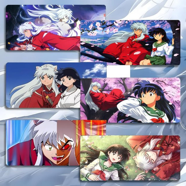 Anime Fantasy I-Inuyasha Gaming-Mauspad mit LockEdge in Schwarz und Multicolour, große PC-Tischunterlage - Bild 1