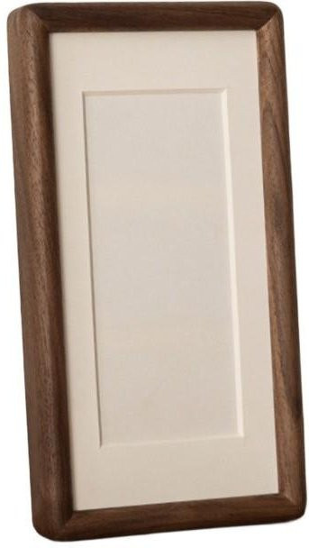 Eleganter Bilderrahmen Lufebut aus Massivholz in Walnuss mit beige Passepartout, rechteckig - Bild 1