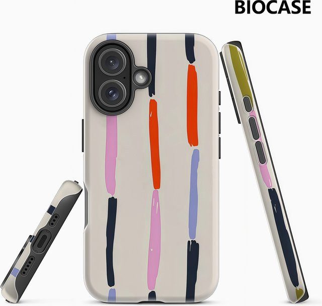 Potdemiel Handyhülle mit Farbblock-Streifen Design für iPhone 17 16 15 14 13 Pro Max Plus, robust mit Einzel- und Doppelschicht-Schutz, Multicolour - Bild 1