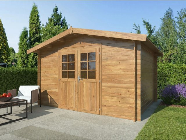 Palmako Holz-Gartenhaus in Braun mit klassischem Design und Blockbohlenbauweise, B: 394 cm, T: 276 cm, H: 235 cm - Bild 1