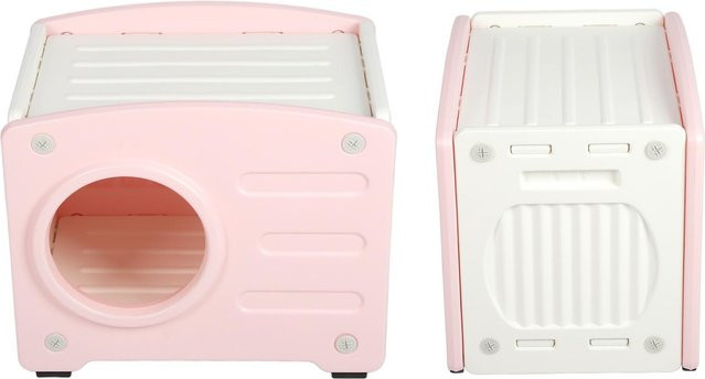 Wetterfestes Außen-Katzenhaus von Canaryy aus Kunststoff in Pink für Garten, Balkon und Terrasse - Bild 1