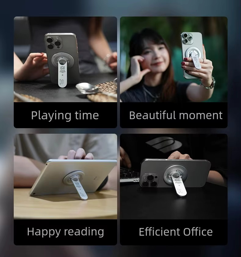 Aulumu G05 Air 5-in-1 magnetischer Telefonständer in Silber, abnehmbar und 360 Grad verstellbar mit Kastenöffner - Bild 4