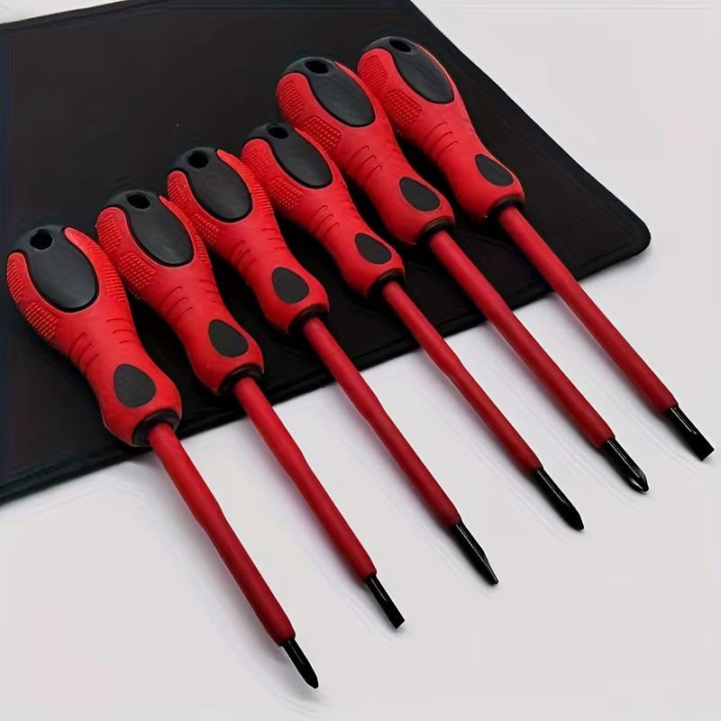 6er Set Schraubendreher mit Kreuz- und Schlitzkopf, magnetisch und mit ergonomischen gummierte Griffen - Bild 2