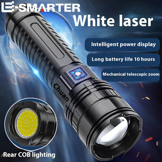 ESMARTER Ultrahelle LED-Taschenlampe in Schwarz mit 15000 mAh Akku und Rücklicht - Bild 1