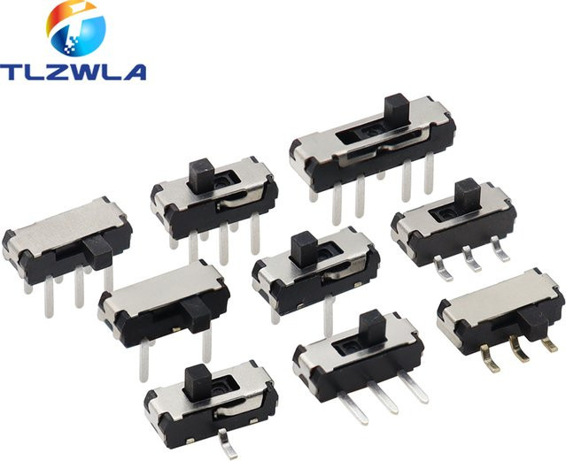 10er Set TLZWLA Micro-Power Schiebeschalter, horizontaler Kippschalter in Schwarz - Bild 1