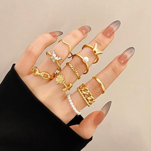 Gelenkring Set Metall, Gold, Perle, Damen - Bild 1