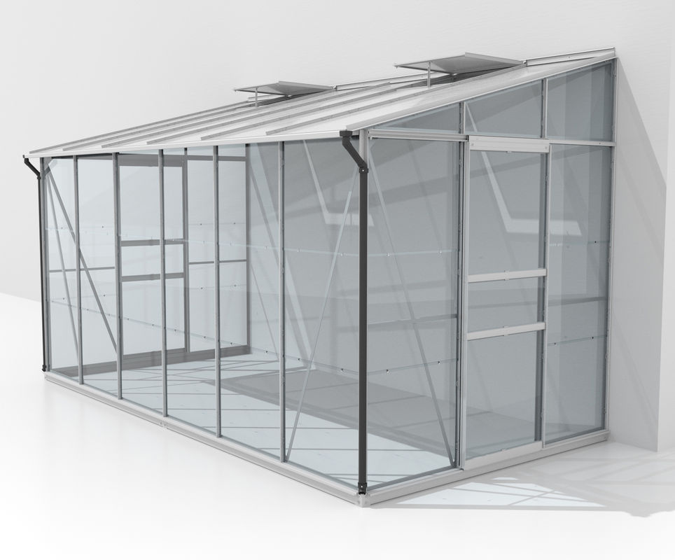 Vitavia Anlehn-Gewächshaus Ida 7800 aus Aluminium Eloxiert in Silber mit 7,8 m² Fläche, Pultdach und Doppelschiebetür - Bild 2