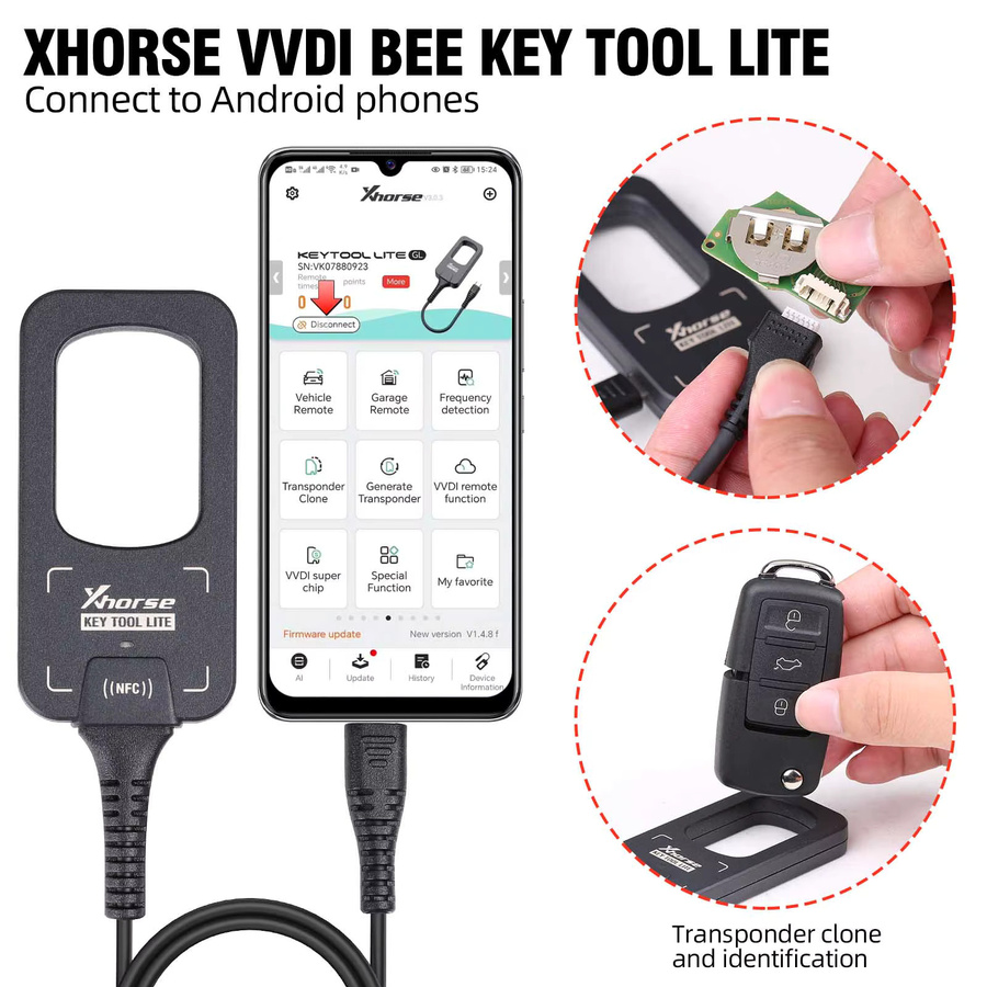 Xhorse VVDI BEE Key Tool Lite mit 6 Stück VVDI Kabelfernbedienungen Modell XKB501EN in Schwarz - Bild 3