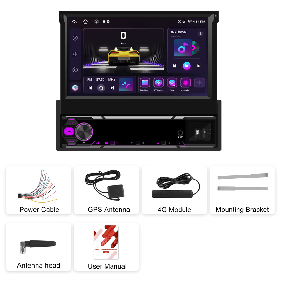 Podofo Autoradio mit Android Auto und Apple CarPlay, 128G Speicher, GPS Navigation, WIFI, Bluetooth, DSP und AI Sprachsteuerung, Schwarz - Bild 3
