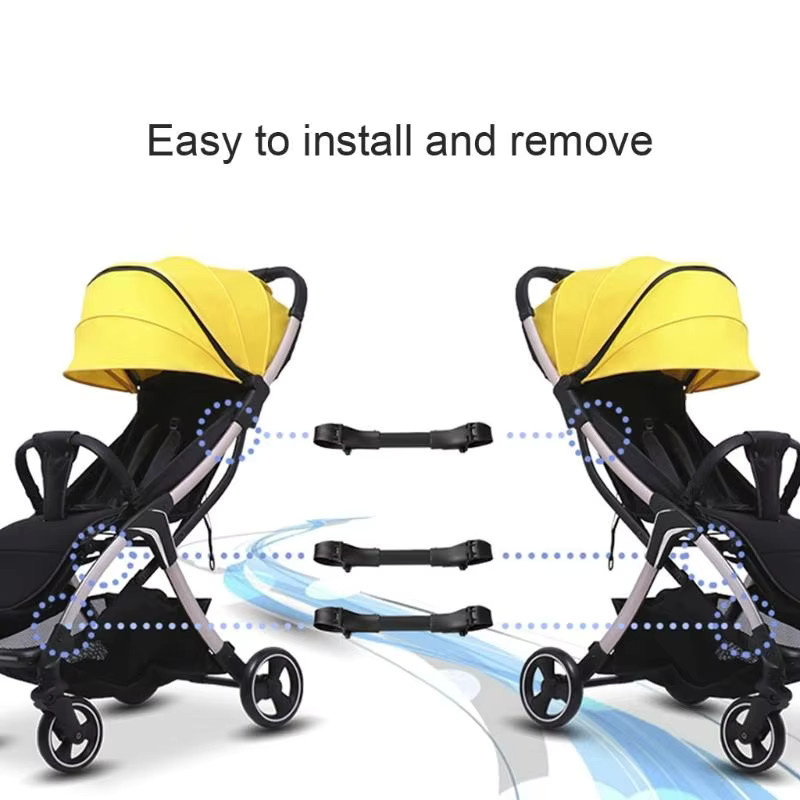 3-teiliges universelles Set verstellbare Kinderwagen-Anschlüsse für Zwillingskinderwagen in Schwarz - Bild 3