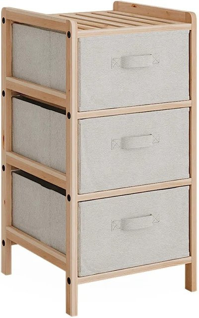 Vicco Badschrank Bruno Beige mit 3 Stoffschubladen B: 34,5 cm, H: 67 cm - Bild 2